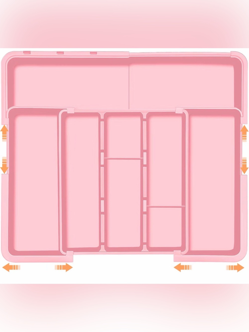 Adjustable Pink Utensil Drawer Organizer Tray